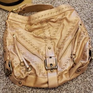 Isabella Fiore leather hobo bag, brass buckles